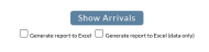 Arrivals Report Generation options